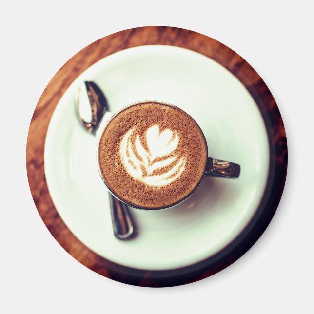 Imã Xícara de café cappucccino latão branco (Frente)