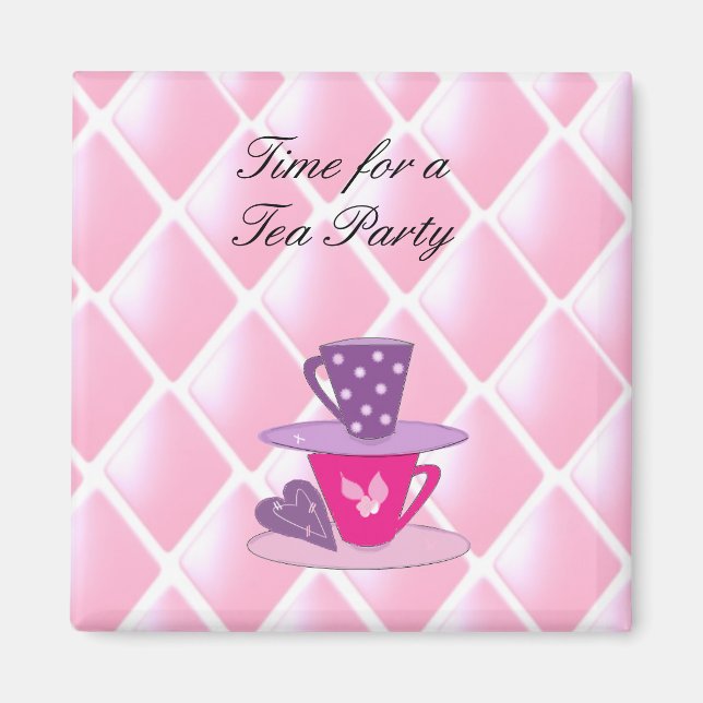 Imã Xícaras de Chá Empilhadas - Festa de Chá (Frente)