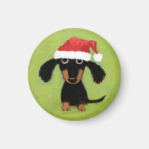 Imã Xmas engraçado do Natal do Dachshund do papai noe