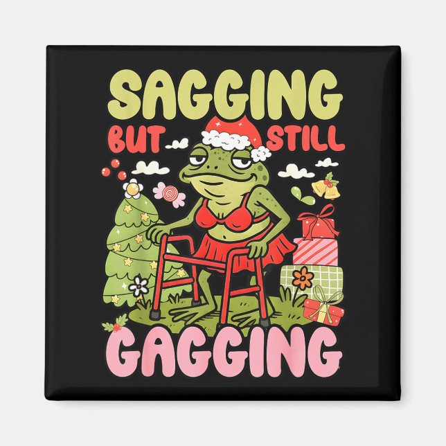 Imã Xmas Funny Frog Meme Natal Sorrindo Mas Ainda G (Frente)