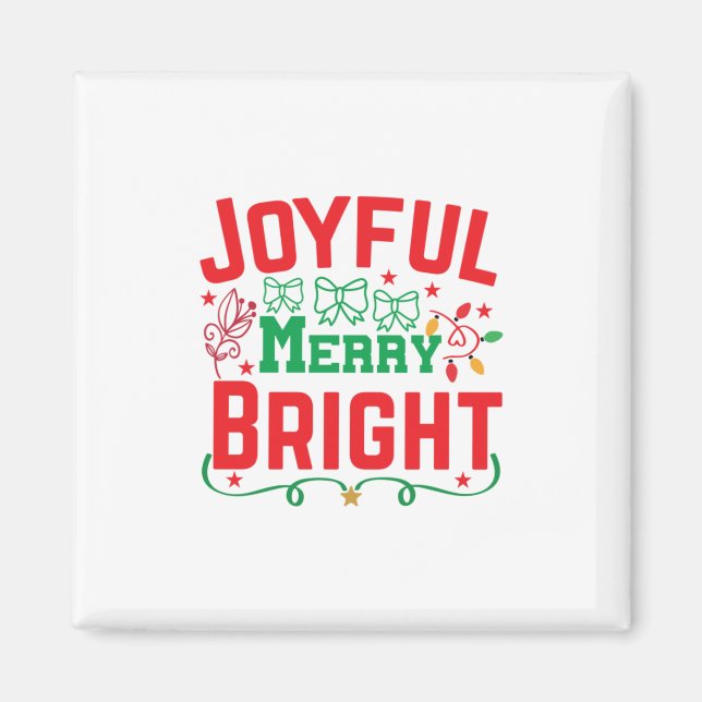 Imã Xmas Gift Joyful Feliz Bright (Frente)