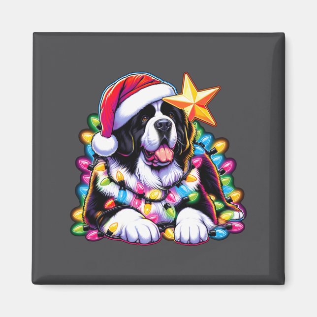 Imã Xmas Landseer Newfoundland Dog Tangled Christmas L (Frente)