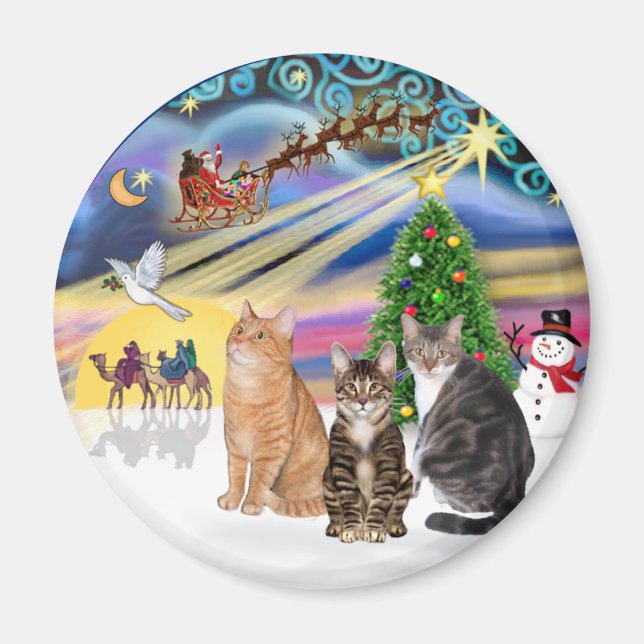 Imã Xmas Magic (R) - Três gatos (AmSH) (Frente)