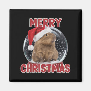 Imã Xmas Snow Globe Feliz Natal Capybara