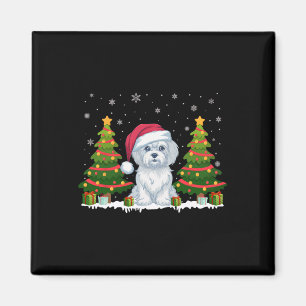 Imã Xmas Tree Luz Maltês Cachorro Papai Noel Natal S