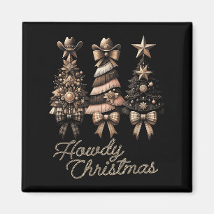 Imã Xmas Western Christmas Tree Cowboy Xadrez C