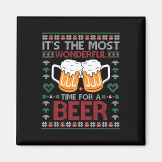 Imã Xmas Wonderful Time For A Beer Ugly Christmas S