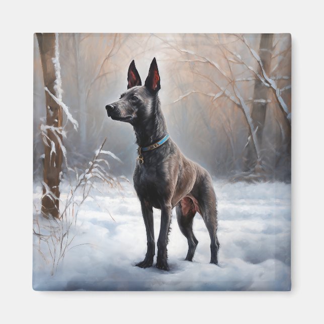 Imã Xoloitzcuintli Deixe Nevar Natal (Frente)