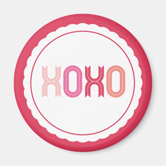Imã XOXO Love & Kisses Scalloped Sweet Dia de os namor (Frente)