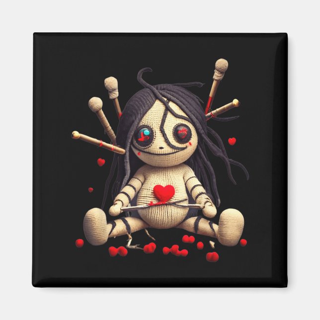 Imã Y Cute Sitting Voodoo Doll Halloween Valentine Day (Frente)