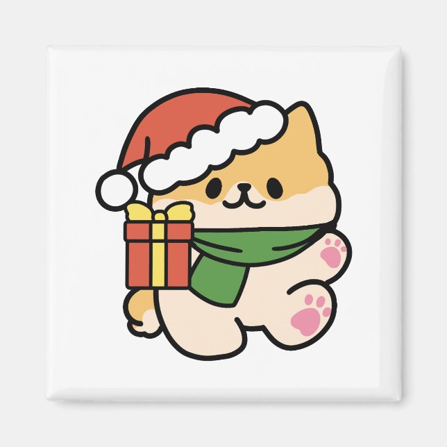 Imã Yappy Howlidays - Bela Cartoon de Cão de Natal (Frente)