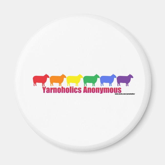 Imã Yarnoholics Anônimo Rainbow Sheep (Frente)
