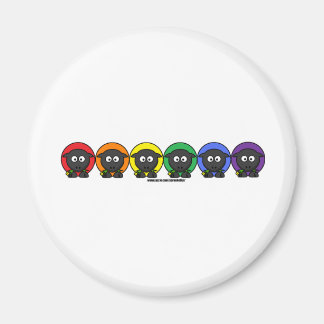 Imã Yarnoholics Anônimos Fluffy Rainbow Sheep