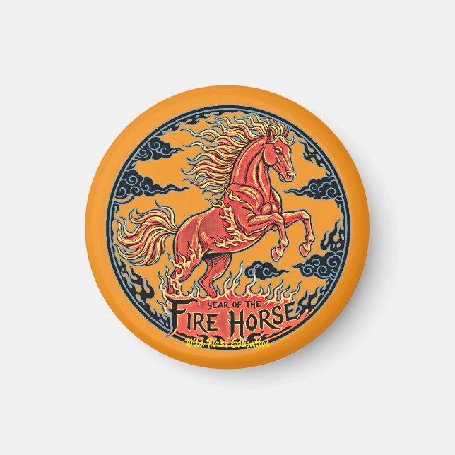 Imã Year of the Fire Horse Black small magnet (Frente)
