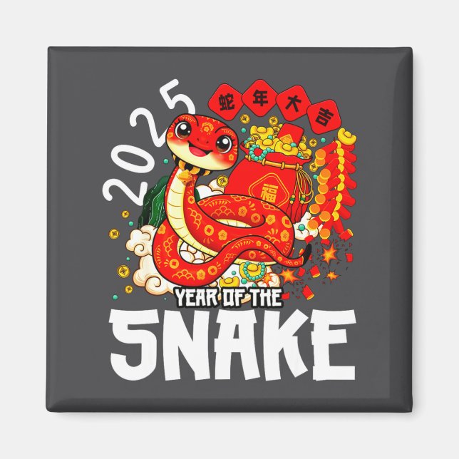 Imã Year Of The Snake 2025 Chinese New Year 2025 Red S (Frente)