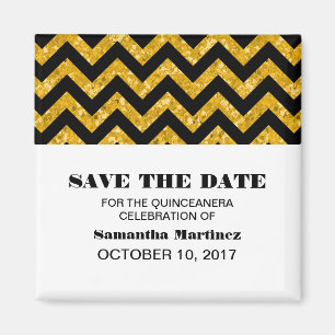 Imã Yellow Chevron Glitter Quinceañera Magnet
