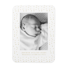 Ímã Yellow Confetti Baby Birth Announcement Photo Card