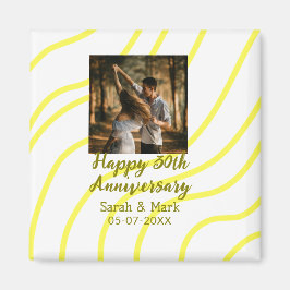 Imã Yellow golden photo 30th wedding anniversary name 