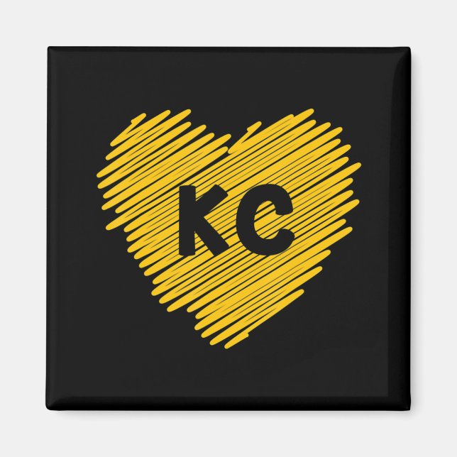 Imã Yellow Kansas City Heart Lover Futebol KC Mens (Frente)