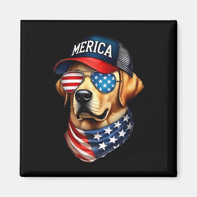 Imã Yellow Labrador Retriever 4 De Julho Merica Usa F (Frente)