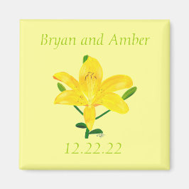 Imã Yellow Lily Salve a data Namorados de Casamento
