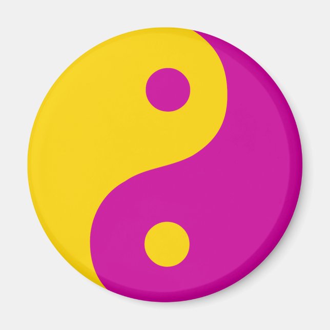 Imã Yellow & Magenta Yin Yang Taoist Symbol (Frente)