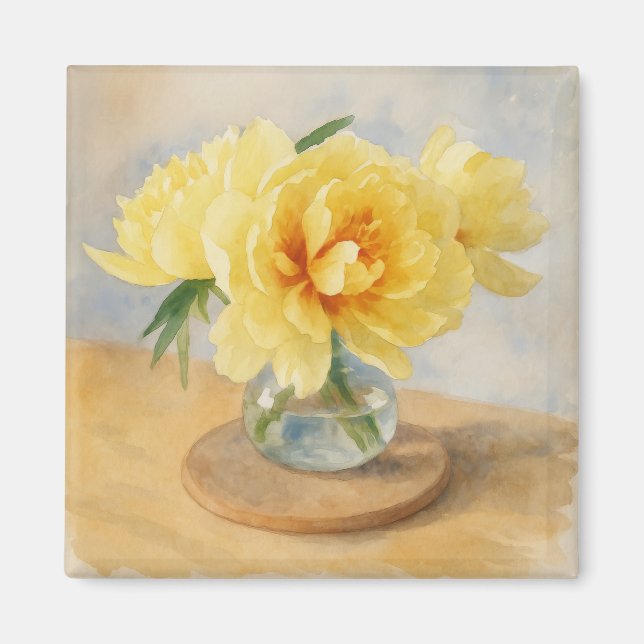 Imã Yellow Peonies - Magnet (Frente)