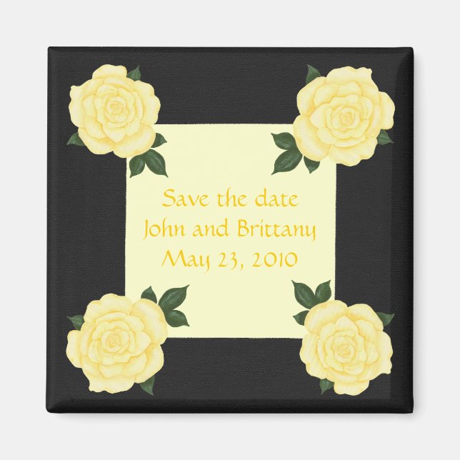 Imã Yellow roses, Save the date wedding magnets (Frente)