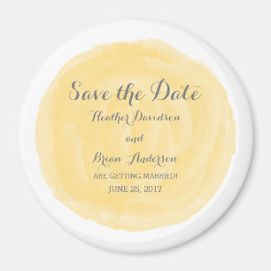 Imã Yellow Round Watercolor Save the Date Magnet
