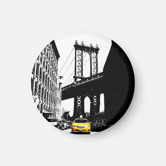 Imã Yellow Taxi Nyc Brooklyn Bridge New York City (Frente)