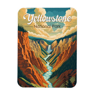 Ímã Yellowstone National Park Grand Canyon Retro Art