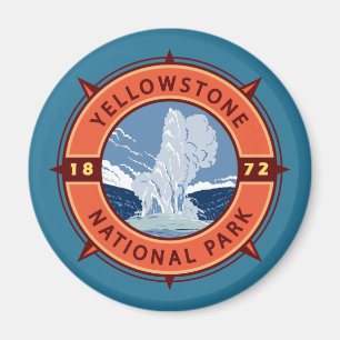 Imã Yellowstone National Park Retro Compass Emblem