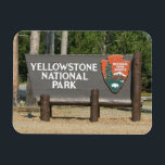 Ímã Yellowstone National Park, sign, Wyoming, U. S.<br><div class="desc">High definition photography of welcome sign Yellowstone National Park,  Wyoming,  United States.  Visit Zazzle shop Carolina Photo To Go for other products and photography.</div>