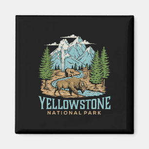 Imã Yellowstone USA National Park Wolf Bison Bear Vint