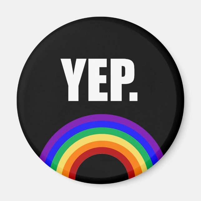 Imã "Yep" Orgulho gay Rainbow Magnet (Frente)