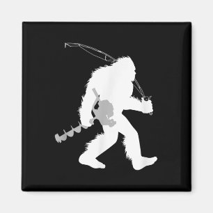 Imã Yeti Bigfoot Pesca no Gelo, Preto, Pequeno, Mascul
