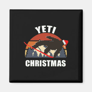 Imã Yeti Natal - Snowboard Bigfoot Vestindo Vermelho