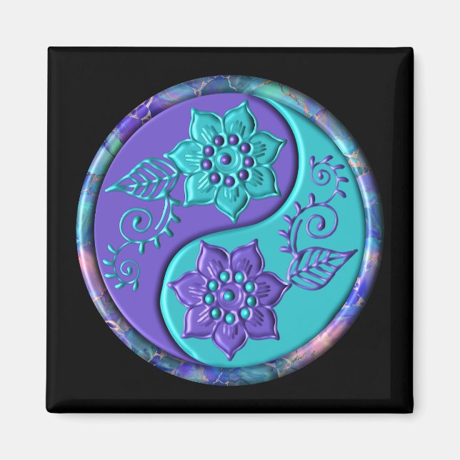 Imã Yin Yang Azul e Roxo (Frente)