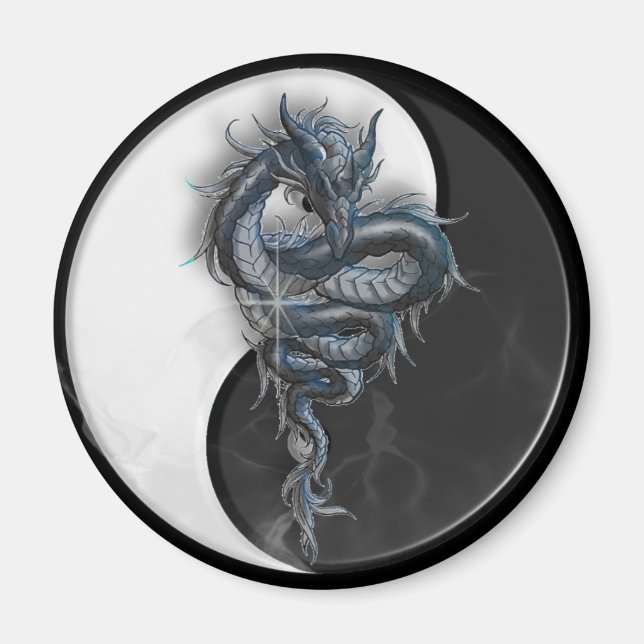 Imã Yin Yang Chinês Dragon Round Magnet (Frente)