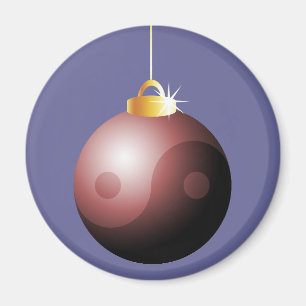Imã Yin Yang Christmas Ball em vermelho