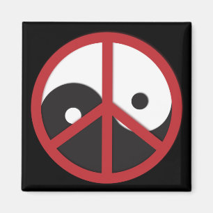 Imã Yin-Yang com sinal de paz - vermelho