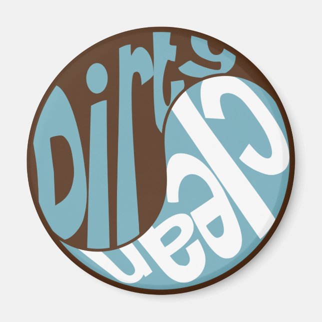 Imã Yin Yang Dirty Clean Dishwasher Magnet Brown/Blue (Frente)