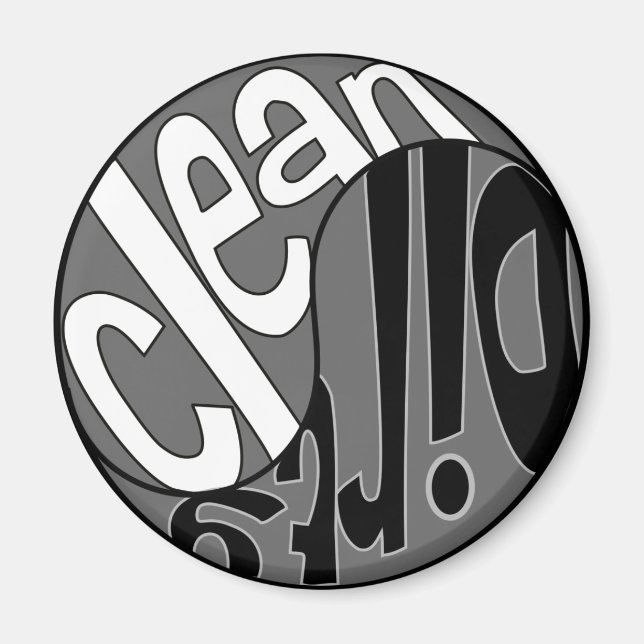 Imã Yin Yang Dirty Clean Dishwasher Magnet White/Black (Frente)