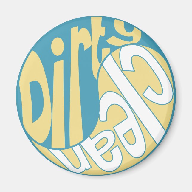 Imã Yin Yang Dirty Clean Dishwasher Magnet Yellow/Aqua (Frente)