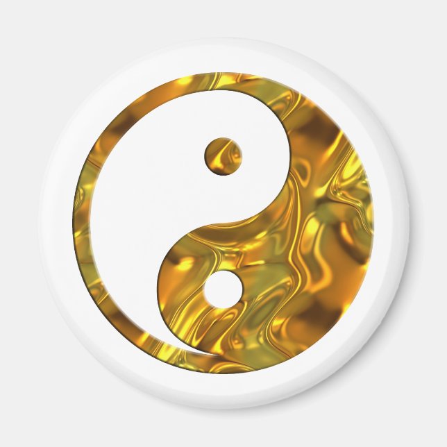 Imã Yin & Yang DOURADO | faça seu próprio histórico (Frente)