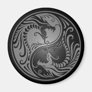 Imã Yin Yang Dragon, cinza e preto