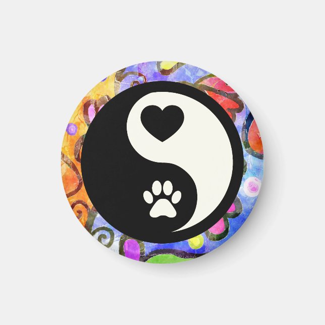 Imã Yin Yang Heart and Paw Magnet (Frente)