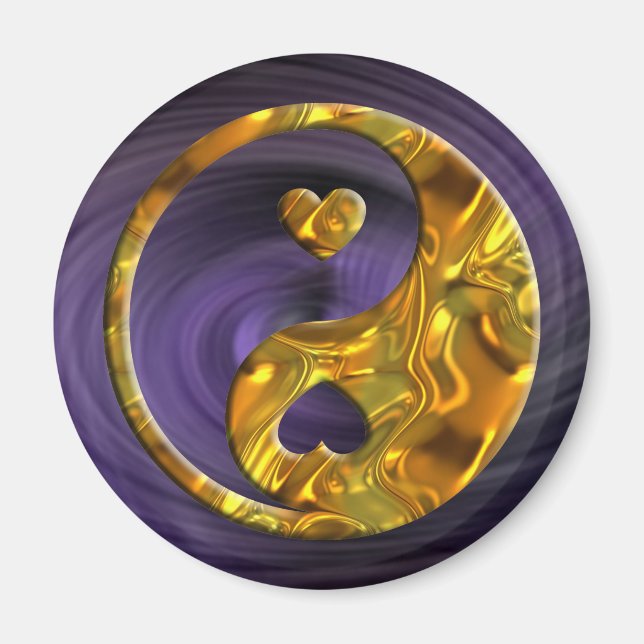 Imã Yin & Yang / Hearts gold (Frente)