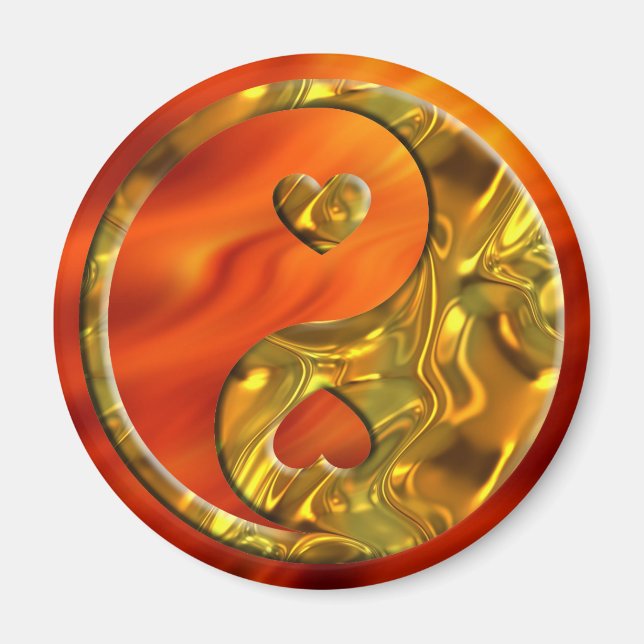 Imã Yin & Yang / Hearts gold (Frente)