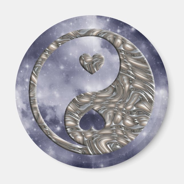Imã Yin & Yang / Hearts SILVER (Frente)